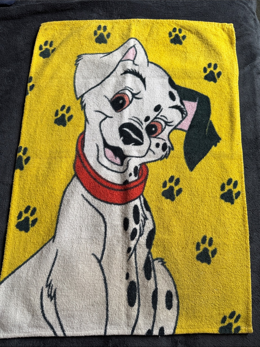 Disney Dalmatians Paw-Print Towel 100% Turkish Cotton by Scotch Brite - Yellow
